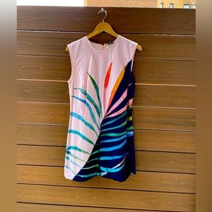 Anthropologie Shift Dress NWT Size M blue/pink/multi summer linen mini shift